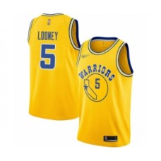 Men's Golden State Warriors #5 Kevon Looney Authentic Gold Hardwood Classics Basketball Stitched Jersey