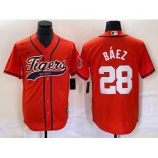 Men's Detroit Tigers #28 Javier Bez Orange Cool Base Stitched Baseball Jersey