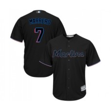 Men's Miami Marlins #7 Deven Marrero Replica Black Alternate 2 Cool Base Baseball Jersey