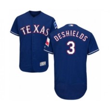 Men's Texas Rangers #3 Delino DeShields Jr. Royal Blue Alternate Flex Base Authentic Collection Baseball Player Stitched Jersey