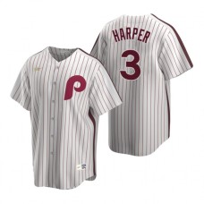 Men's Nike Philadelphia Phillies #3 Bryce Harper White Cooperstown Collection Home Stitched Baseball Jersey