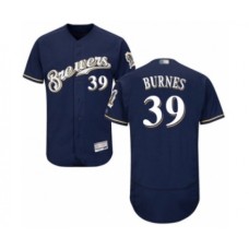 Men's Milwaukee Brewers #39 Corbin Burnes Navy Blue Alternate Flex Base Authentic Collection Baseball Player Stitched Jersey