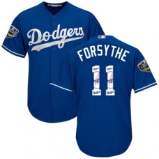 Men's Majestic Los Angeles Dodgers #11 Logan Forsythe Authentic Royal Blue Team Logo Fashion Cool Base 2018 World Series MLB Jersey