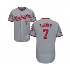 Men's Washington Nationals #7 Trea Turner Grey Road Flex Base Authentic Collection 2019 World Series Bound Baseball Stitched Jersey