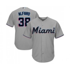 Men's Miami Marlins #38 Jorge Alfaro Replica Grey Road Cool Base Baseball Jersey