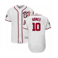 Men's Washington Nationals #10 Yan Gomes White Home Flex Base Authentic Collection 2019 World Series Champions Baseball Stitched Jersey