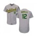 Men's Oakland Athletics #12 Kendrys Morales Grey Road Flex Base Authentic Collection Baseball Jersey