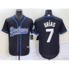 Men's Los Angeles Dodgers #7 Julio Urias Black Cool Base Stitched Baseball Jersey1