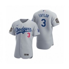 Men's Los Angeles Dodgers #3 Chris Taylor Nike Gray 2020 World Series Authentic Stitched Jersey