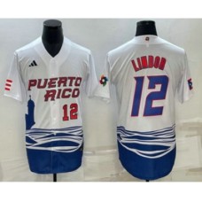 Men's Puerto Rico Baseball #23 Francisco Lindor Number White 2023 World Baseball Classic Stitched Jersey