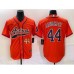 Men's Houston Astros #44 Yordan Alvarez Number Orange Cool Base Stitched Baseball Jersey