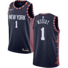 Men's Nike New York Knicks #1 Emmanuel Mudiay Swingman Navy Blue NBA Jersey - 2018 19 City Edition