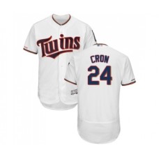 Men's Minnesota Twins #24 C. J. Cron White Home Flex Base Authentic Collection Baseball Jersey