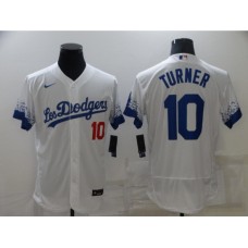 Men's Nike Los Angeles Dodgers #10 Justin Turner White Elite City Player Stitched Jersey