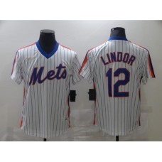 Men's Nike New York Mets #12 Francisco Lindor White Authentic Stitched Jersey