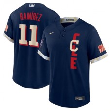 Men's Cleveland Indians #11 Jos Ramrez Nike Navy 2021 MLB All-Star Game Replica Player Stitched Jersey