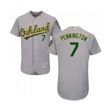 Men's Oakland Athletics #7 Cliff Pennington Grey Road Flex Base Authentic Collection Baseball Jersey