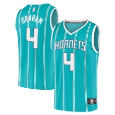 Men's Charlotte Hornets #4 Devonte' Graham Fanatics Branded Teal 2020-21 Fast Break Replica Stitched Jersey