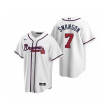 Men's Atlanta Braves #7 Dansby Swanson Nike White 2020 Replica Home Stitched Jersey