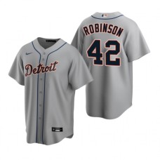 Men's Nike Detroit Tigers #42 Jackie Robinson Gray Road Stitched Baseball Jersey