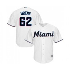 Men's Miami Marlins #62 Jose Urena Replica White Home Cool Base Baseball Jersey