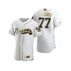 Men's Atlanta Braves #77 Luke Jackson Nike White Authentic Golden Edition Stitched Jersey