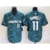 Men's Nike Cleveland Indians #11 Jose Ramirez Number Teal 2023 All Star Cool Base Stitched Jersey