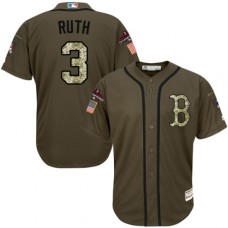 Men's Majestic Boston Red Sox #3 Babe Ruth Authentic Green Salute to Service 2018 World Series Champions MLB Jersey