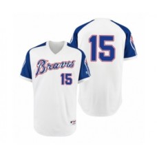 Men's Braves #15 Sean Newcomb White 1974 Turn Back the Clock Authentic Stitched Jersey