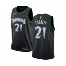 Men's Nike Minnesota Timberwolves #21 Kevin Garnett Swingman Black Hardwood Classics Jersey