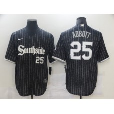 Men's Nike White Sox Southside #25 Jim Abbott Black City Connect Authentic Stitched Jersey