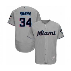 Men's Miami Marlins #34 Magneuris Sierra Grey Road Flex Base Authentic Collection Baseball Player Stitched Jersey