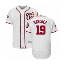 Men's Washington Nationals #19 Anibal Sanchez White Home Flex Base Authentic Collection 2019 World Series Bound Baseball Stitched Jersey