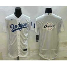 Men's Los Angeles Dodgers Big Logo White Flex Base Stitched Baseball Jersey1