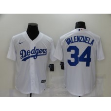 Men's Nike Los Angeles Dodgers #34 Fernando Valenzuela White Stitched Jersey