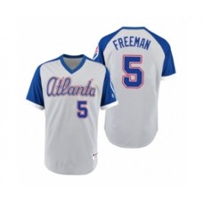 Men's Braves #5 Freddie Freeman Gray Royal 1979 Turn Back the Clock Authentic Stitched Jersey