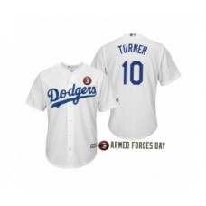 Men's 2019 Armed Forces Day Justin Turner #10 Los Angeles Dodgers White Stitched Jersey