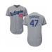 Men's Los Angeles Dodgers #47 J.T. Chargois Grey Road Flex Base Authentic Collection Baseball Player Stitched Jersey