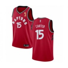 Men's Toronto Raptors #15 Vince Carter Swingman Red 2019 Basketball Finals Champions Jersey - Icon Edition