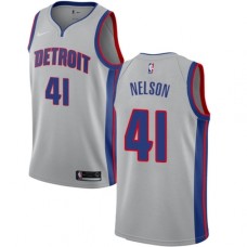 Men's Nike Detroit Pistons #41 Jameer Nelson Authentic Silver NBA Jersey Statement Edit