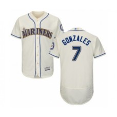 Men's Seattle Mariners #7 Marco Gonzales Cream Alternate Flex Base Authentic Collection Baseball Player Stitched Jersey