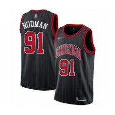 Men's Chicago Bulls #91 Dennis Rodman Authentic Black Finished Basketball Stitched Jersey - Statement Edition