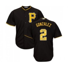 Men's Pittsburgh Pirates #2 Erik Gonzalez Authentic Black Team Logo Fashion Cool Base Baseball Jersey