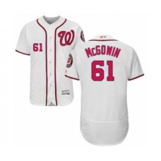 Men's Washington Nationals #61 Kyle McGowin White Home Flex Base Authentic Collection Baseball Player Stitched Jersey