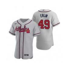 Men's Atlanta Braves #49 Robbie Erlin Nike Gray Authentic Road Stitched Jersey