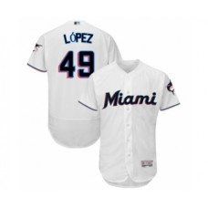 Men's Miami Marlins #49 Pablo Lopez White Home Flex Base Authentic Collection Baseball Player Stitched Jersey