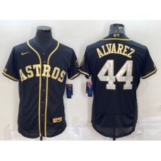 Men's Houston Astros #44 Yordan Alvarez Black Gold Flex Base Stitched Jersey