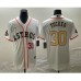 Men's Houston Astros #30 Kyle Tucker Number 2023 White Gold World Serise Champions Cool Base Stitched Jerseys