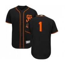 Men's San Francisco Giants #1 Kevin Pillar Black Alternate Flex Base Authentic Collection Baseball Jersey