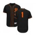 Men's San Francisco Giants #1 Kevin Pillar Black Alternate Flex Base Authentic Collection Baseball Jersey